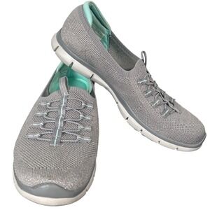 Skechers Air-Cooled Memory Foam Gray Shimmer Stretch Fit Sneakers 104134 Size 10